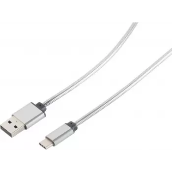 USB kabelis S/CONN 14-12001 USB 2.0 1 m USB A USB C Sudrabs