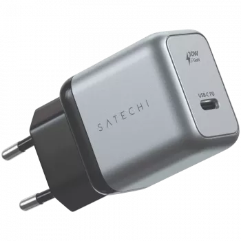 Satechi ST-UC30WCM-EU mobilās ierīces lādētājs — universāls iekštelpu maiņstrāvas lādētājs ar 1× USB-C, Melns/Sudrabs