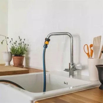 Fiskars 1027062 ūdens šļūtenes savienotājs Metāla Melns, Oranžs, Sudrabs 1 gab.