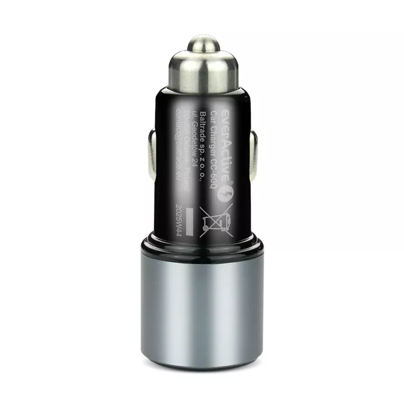 Auto lādētājs everActive CC-60Q, QC3.0, līdz 83W, USB auto barošanas adapteris