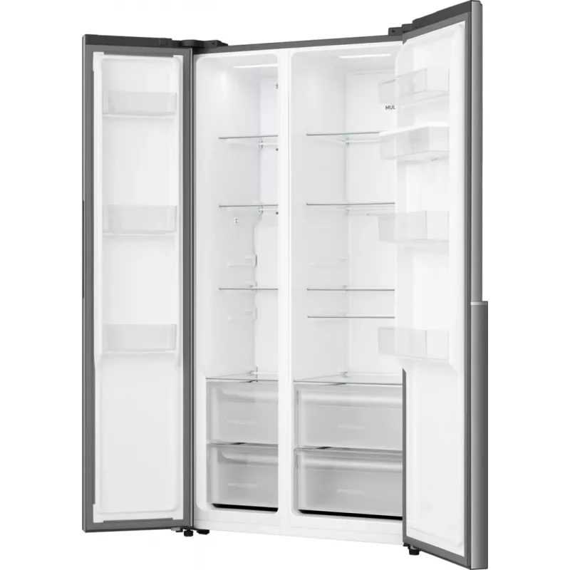 Gorenje HZF55082 NRS917E41XWD G400 Brīvstāvošs Amerikāņu stila ledusskapis, Pelēks, 2 durvis, Skārienvadība, LED