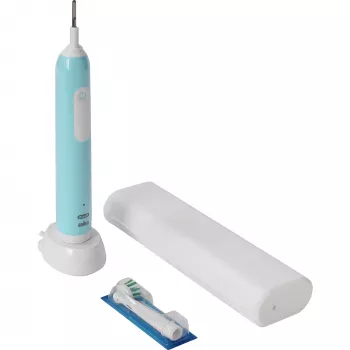 Oral-B Pro 1 Cross Action Caribbean Blue ar ceļojuma maciņu, elektriskā zobu birste zila