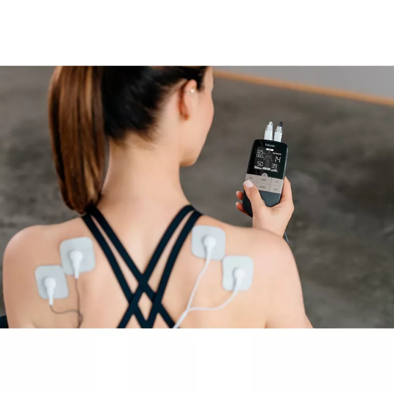 Elektrostimulācijas TENS/EMS ierīce Beurer EM 1 RELIEF+ (model 60428) antracīta krāsā