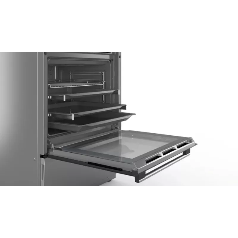 Bosch HLS79Y351U Series 6 Brīvstāvoša Plīts, Indukcijas Virsma, Elektriskā Cepeškrāsns, 63 L, Nerūsējošais Tērauds, 60 cm
