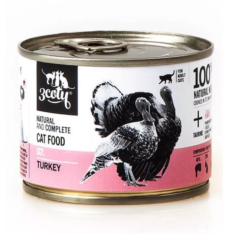3COTY 07. Tītars - mitrā barība kaķiem - 180g