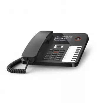 DECT telefons Gigaset DESK 800A ar vadu klausuli, 200 ierakstu telefonu grāmata, melns