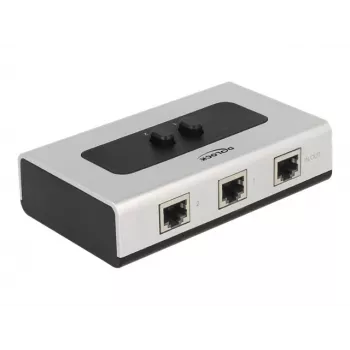 DeLOCK 87673 RJ45 manuālais slēdzis 1000 Mbit/s melns pelēks