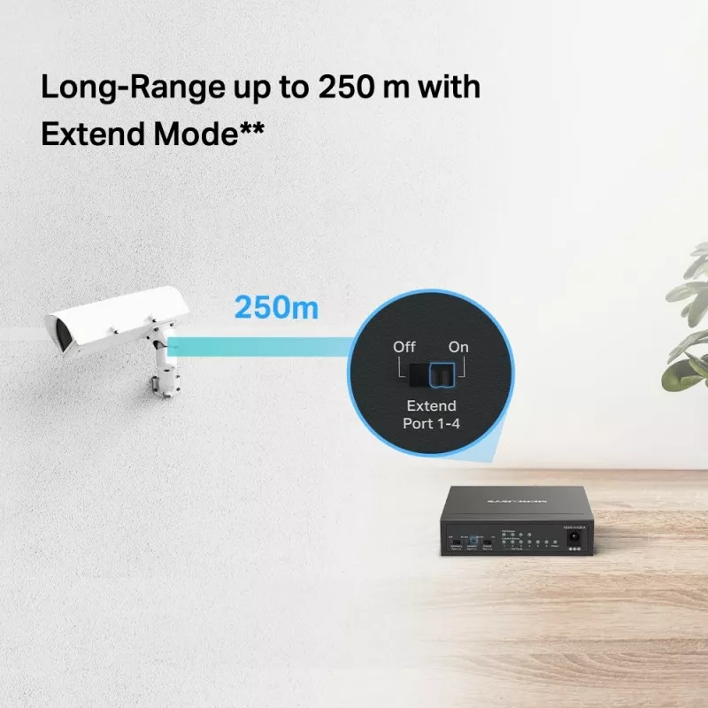 Mercusys 6-Portu 10/100Mbps Galda slēdzis ar 4 PoE+ portiem