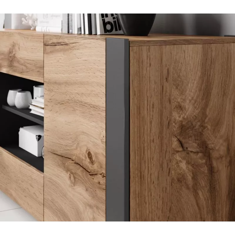 Cama kumode WOOD votana ozols/antracīts