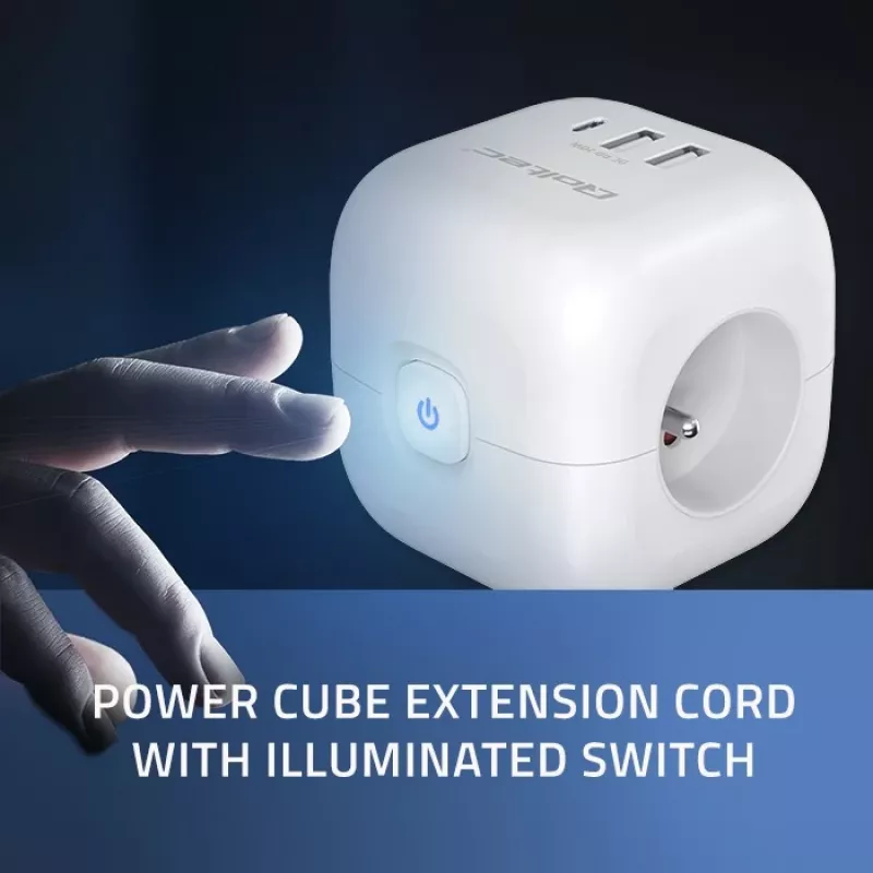 Pagarinātājs QOLTEC 52548 ar 3×AC kontaktligzdām un USB portu