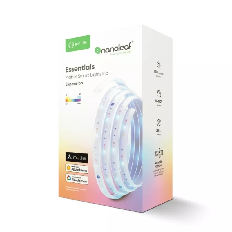 Nanoleaf Essentials Light Strips Pagarinājums 2 metri, 23 W, RGBCW, Bluetooth, Thread, 2700–6500 K