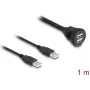 DeLOCK USB 2.0 kabelis 2 x USB Type-A vīriešu savienotājs uz 2 x USB Type-A sieviešu savienotājs 1 m melns