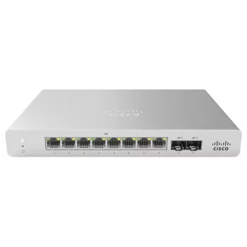 Cisco Meraki MS120-8 pārvaldāms slēdzis – 8 x Gigabit PoE+ + 2 x SFP, 124 W, sienas montāža