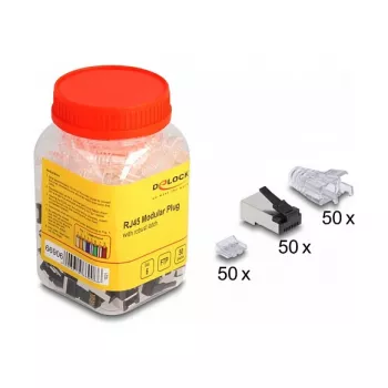 DeLOCK RJ45 modulārais spraudnis Cat.6 50 gab. komplekts ar pastiprinātu fiksatoru