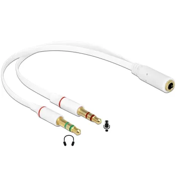 Audio kabelis DeLOCK 65585 0.2m 2x3.5mm vīrietis uz 3.5mm sieviete balts