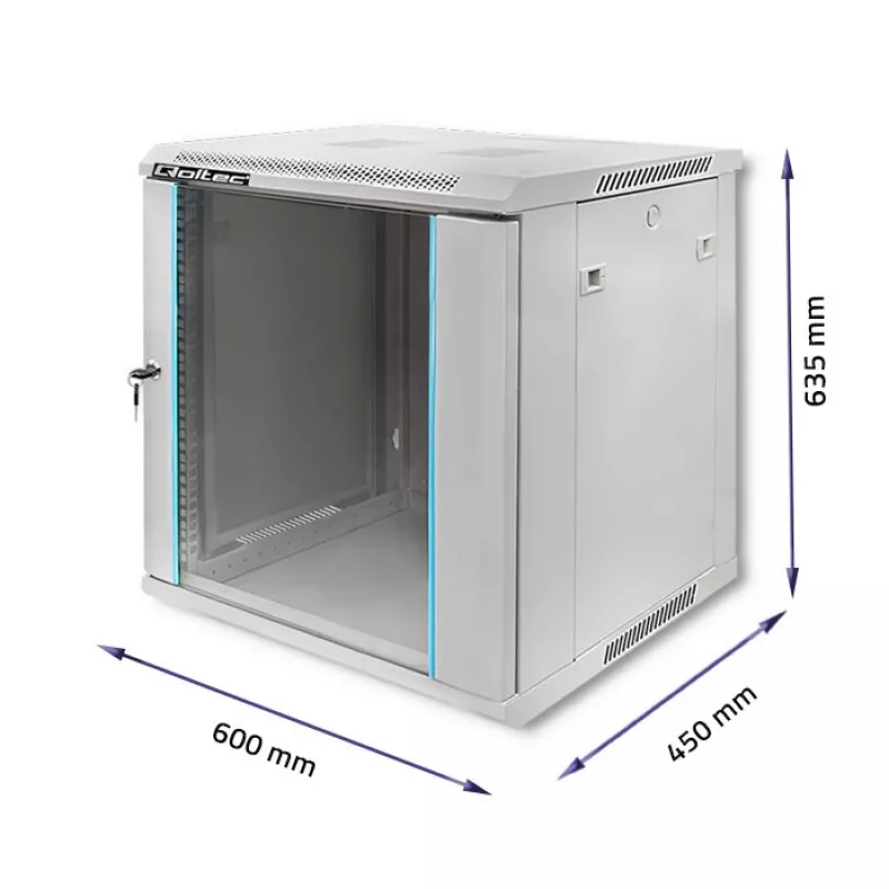 Rack skapis QOLTEC 19 collu 12U modelis 54485 — tīkla/serveru korpuss