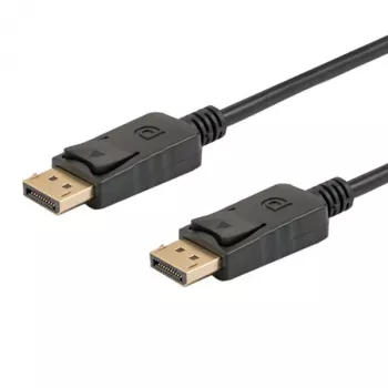 DisplayPort kabelis SAVIO CL-136, DisplayPort vīriešu–vīriešu, 2 m, DP 1.2, zelta kontakti, melns