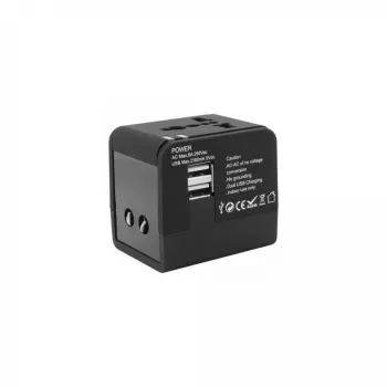 Ceļojumu adapteris SBOX TA-23 ar diviem USB lādētājiem un universālu spraudņu saderību