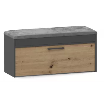 Slēgts apavu skapis Top e Shop PARMA — antracīts un ozols, skaidu plātne, 1000×490×350 mm