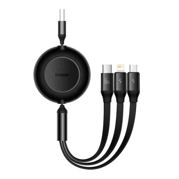 USB 3-in-1 kabelis Baseus Bright Mirror — micro USB, USB-C, Lightning, 66W, 1.1 m