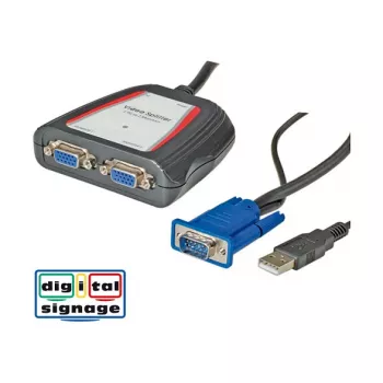 Pārnēsājams VGA video sadalītājs, 2x, 250MHz, VGA, 2x VGA, pelēks, 250 MHz, 0.65 m, 1920 x 1440