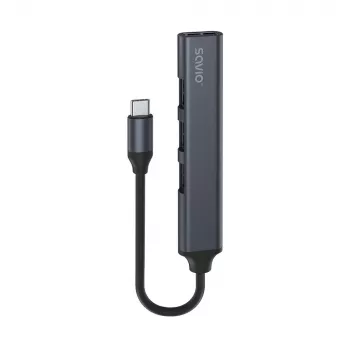 USB 3.0 4-portu interfeisa centrmezgls SAVIO AK-71 ar USB-C pieslēgumu, 5000 Mbit/s, 2 gadu garantija