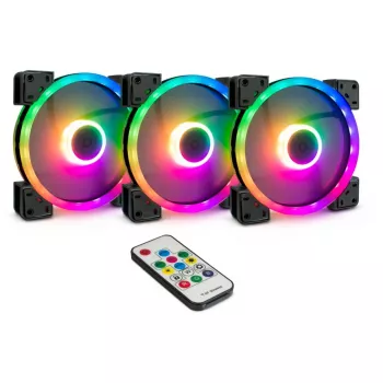 INTER-TECH Argus RGB ventilatoru komplekts RS-14 140mm ARGB 3 gab. Melns