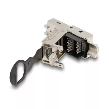 DeLOCK RJ45 spraudnis lauka montāžai Cat.6A bezinstrumentu sudraba vīriešu