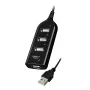 VAKOSS USB centrmezgls TC-234UX — 4 portu USB 2.0 centrmezgls, līdzstrāvas barošana (5V, 1A), melns