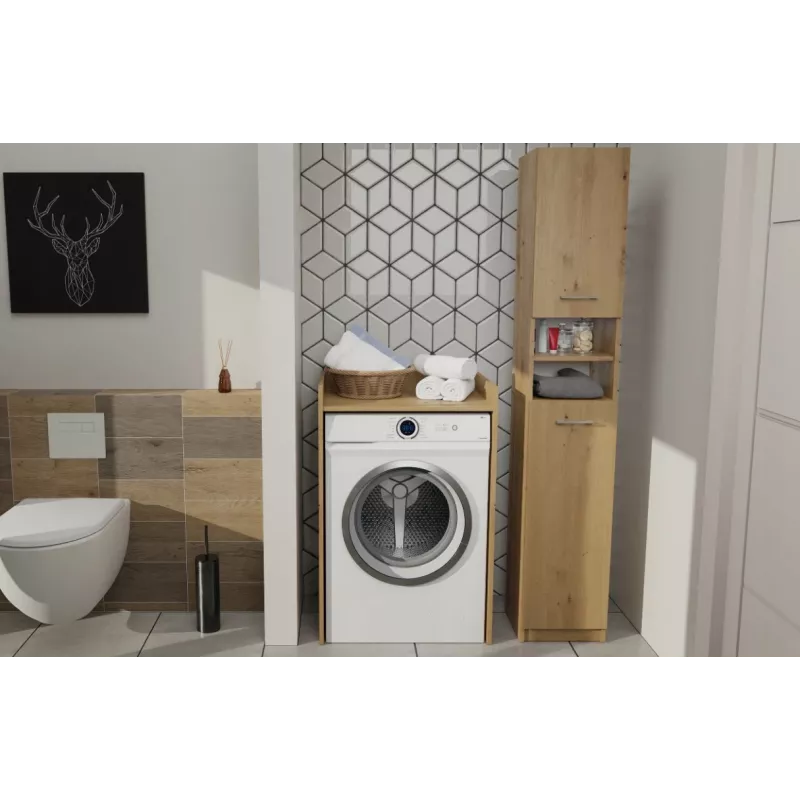 Pola vannas istabas skapis veļas mašīnai - Artisan Oak