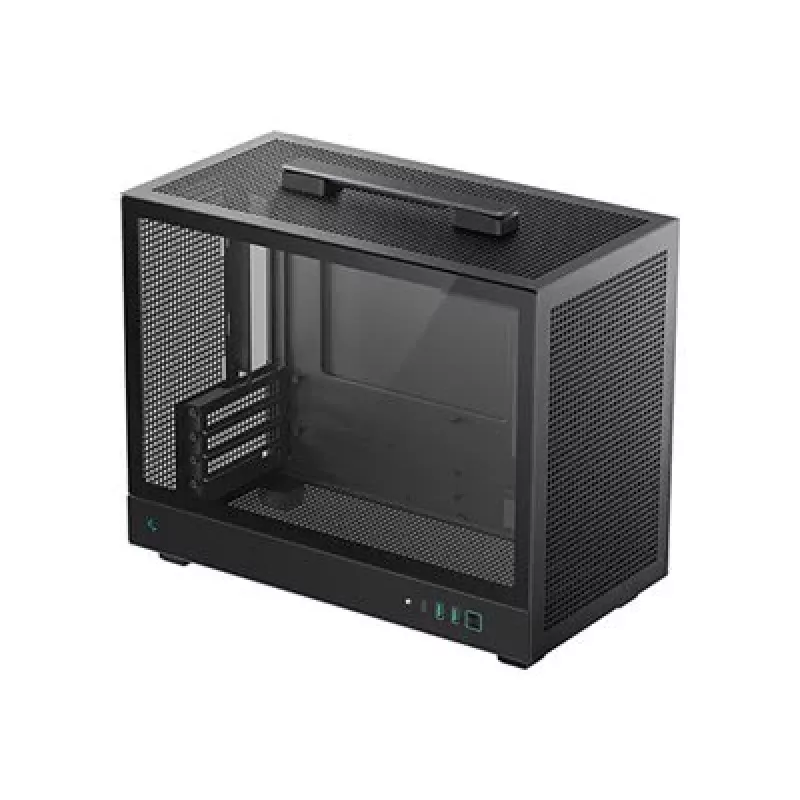 DeepCool CH160 PLUS R-CH160-BKNGM0-G kompakts (SFF) datora korpuss, Mini-ITX/Micro-ATX, rūdīts stikls, melns