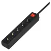 Pagarinātājs SAVIO LZ-15 — 5 Schuko kontaktligzdas, universālais spraudnis, 5 m kabelis, 2500 W, 10 A, melns