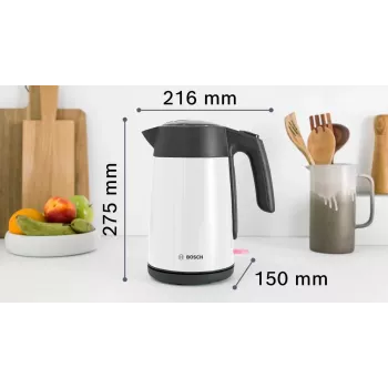 Bosch TWK7L461 elektriskā tējkanna 1.7 L 2400 W Balta