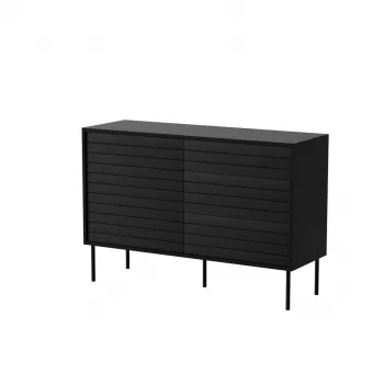 Kumode CORTINA 1D3S 120x40x81 cm, melna, 3 atvilktnes, skaidu plātne