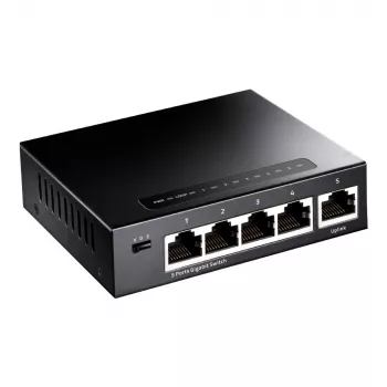 Tīkla slēdzis Cudy GS105 — 5 portu Gigabit Ethernet (10/100/1000), melns, 5 V DC barošanas avots iekļauts