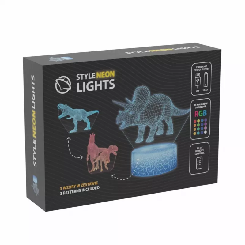 Galda LED lampa MANTA SNL117RGB RGB 3D dinozauru gaismas dekorācija