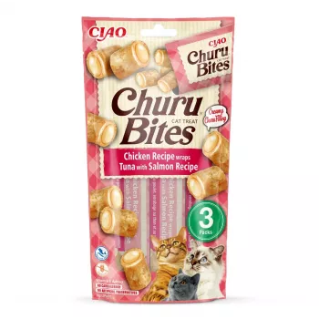 INABA Churu Bites Chicken with tuna and salmon - kaķu gardumi - 3x10 g