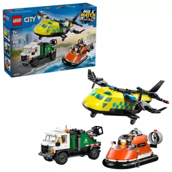 LEGO CITY 60505 Lidmašīna, Servisa Kravas Auto un Gaisa Spilvenu Kuģis