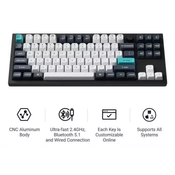 Bezvadu tastatūra Keychron Q3 Max RGB/CARBON Black Q3M-M4