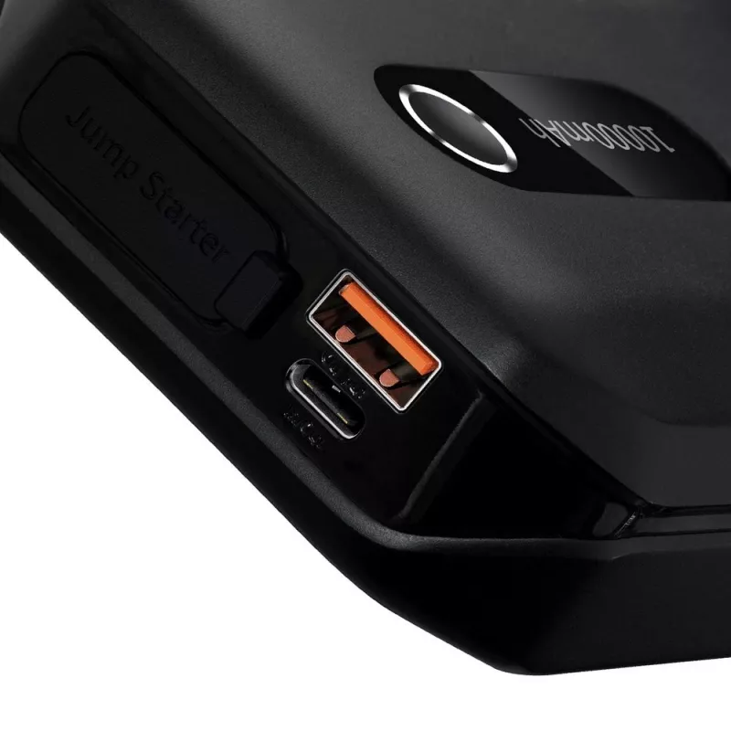 Baseus BS-CH001 - iedarbināšanas ierīce, pastiprinātājs 10000 mAh 12V (1000 A / 500 A) + krokodila spailes (melna)