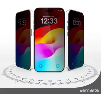 4smarts 540599 Aizsargstikls iPhone 15 Plus Pret skrāpējumiem ar Privātuma filtru