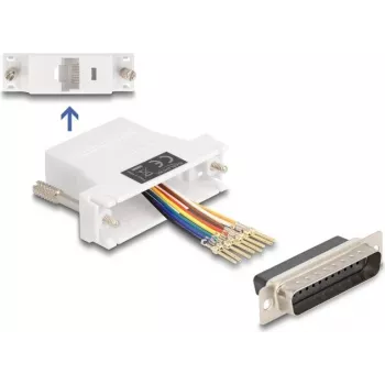 DeLOCK D-Sub 25 sieviešu uz RJ45 sieviešu montāžas komplekts balts VGA RJ-45