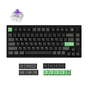 Mehāniskā tastatūra Keychron P1 H-M1Z 75% vadu & bezvadu USB, RF, Bluetooth 5.2, RGB fona apgaismojums, melna, akumulators līdz 100 h, USB-C