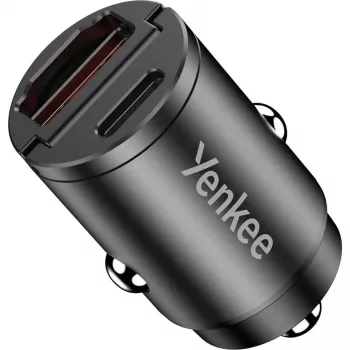 Auto lādētājs YENKEE CAR 02 Power Delivery 30W ar USB-A un USB-C portiem