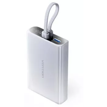 Power bank Vention FHZM0 10000 mAh, 3.85 V, USB-A + USB-C, 3 A izvade, Pelēks