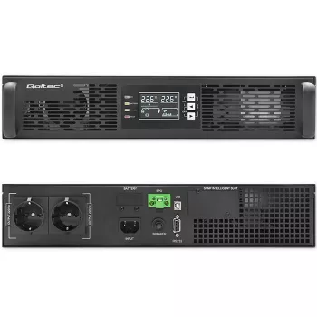 Qoltec 52285 nepārtrauktās barošanas avots (UPS) Double-conversion (Online) 1 kVA 1000 W 2 AC kontaktligzdas