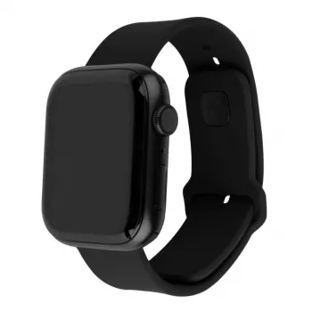 Silicone siksniņu komplekts FIXED FIXSST2-434-BK Apple Watch 42/44/45mm — melns fiksēts sporta dizains