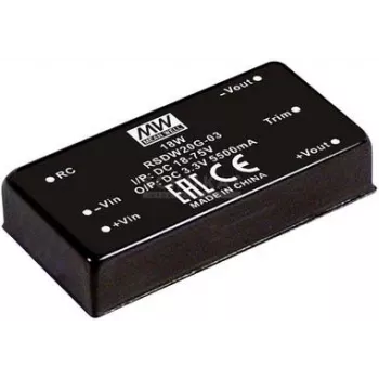 Strāvas pārveidotājs/invertors Mean Well RSDW20G-05 20 W, ieeja 18–75 V, izeja 5 V, RoHS