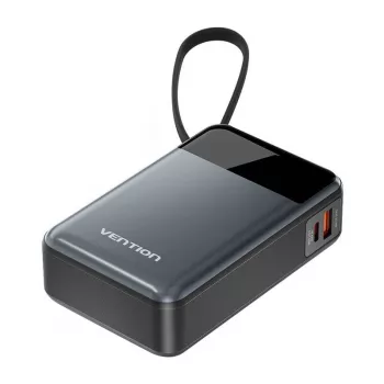 Portatīvais akumulators Vention FHYB0 20000mAh 65W, 2× USB-C, 1× USB-A, melns