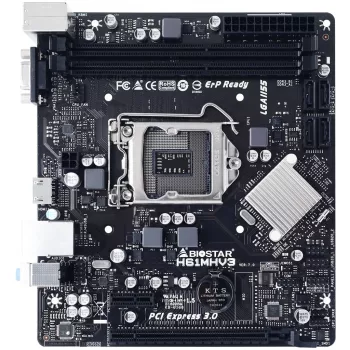 Mātesplate BIOSTAR H61MHV3 micro ATX, Intel H61 mikroshēmojums, LGA 1155, DDR3, 2x DIMM, 4x SATA II, HDMI, VGA
